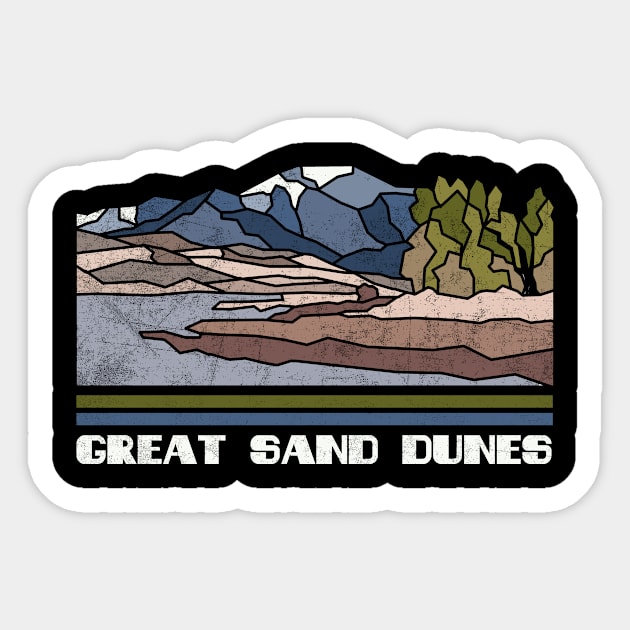 Great Sand Dunes National Park Nature Lover Vintage Retro Skyline Hiking Outdoor Travel Adventure Sticker by NickDezArts